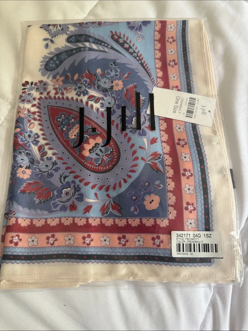 J.Jill printed square scarf 25X25 new in packaging.